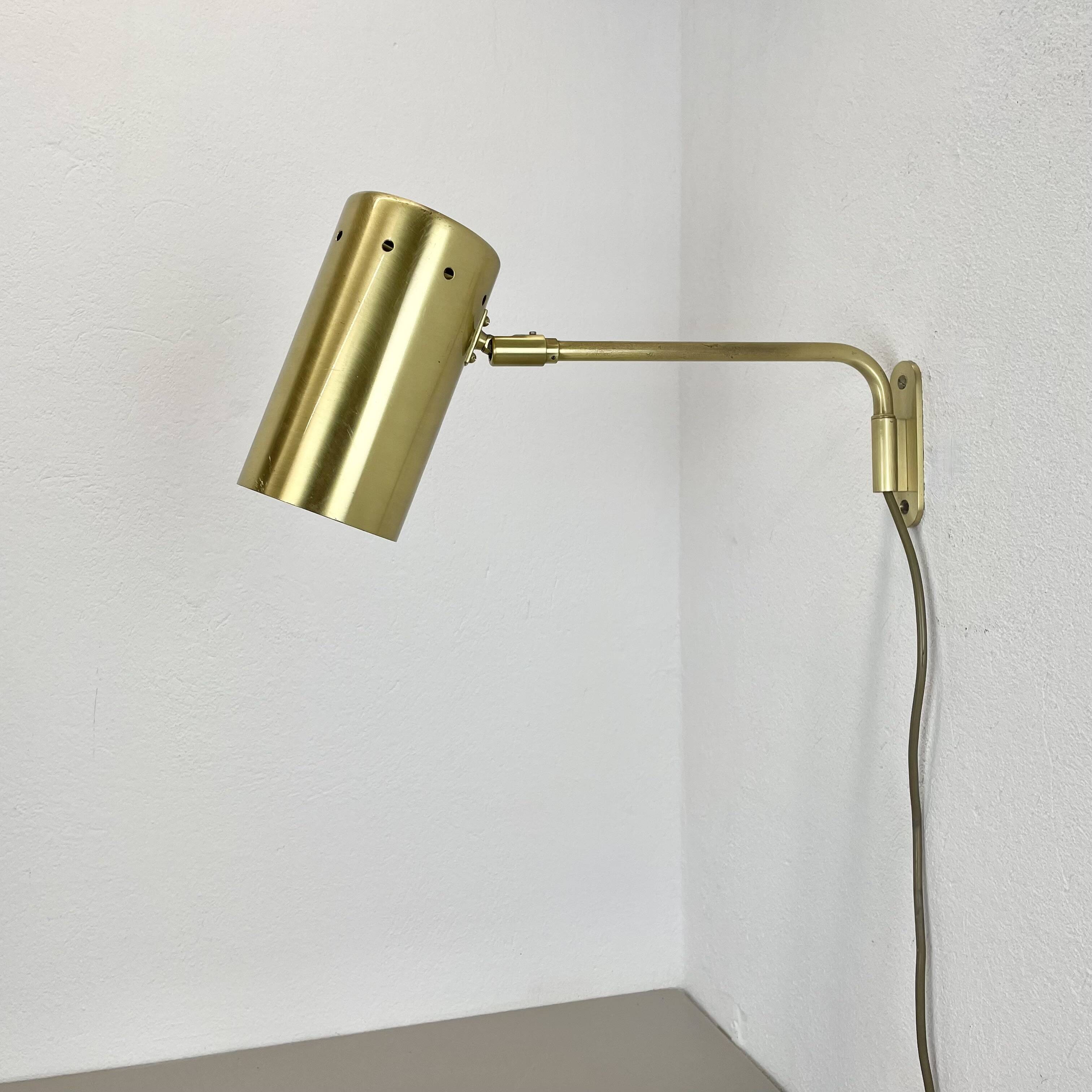 rare adjustable solid Brass Stilnovo Style Theatre spot Wall Light, Italy