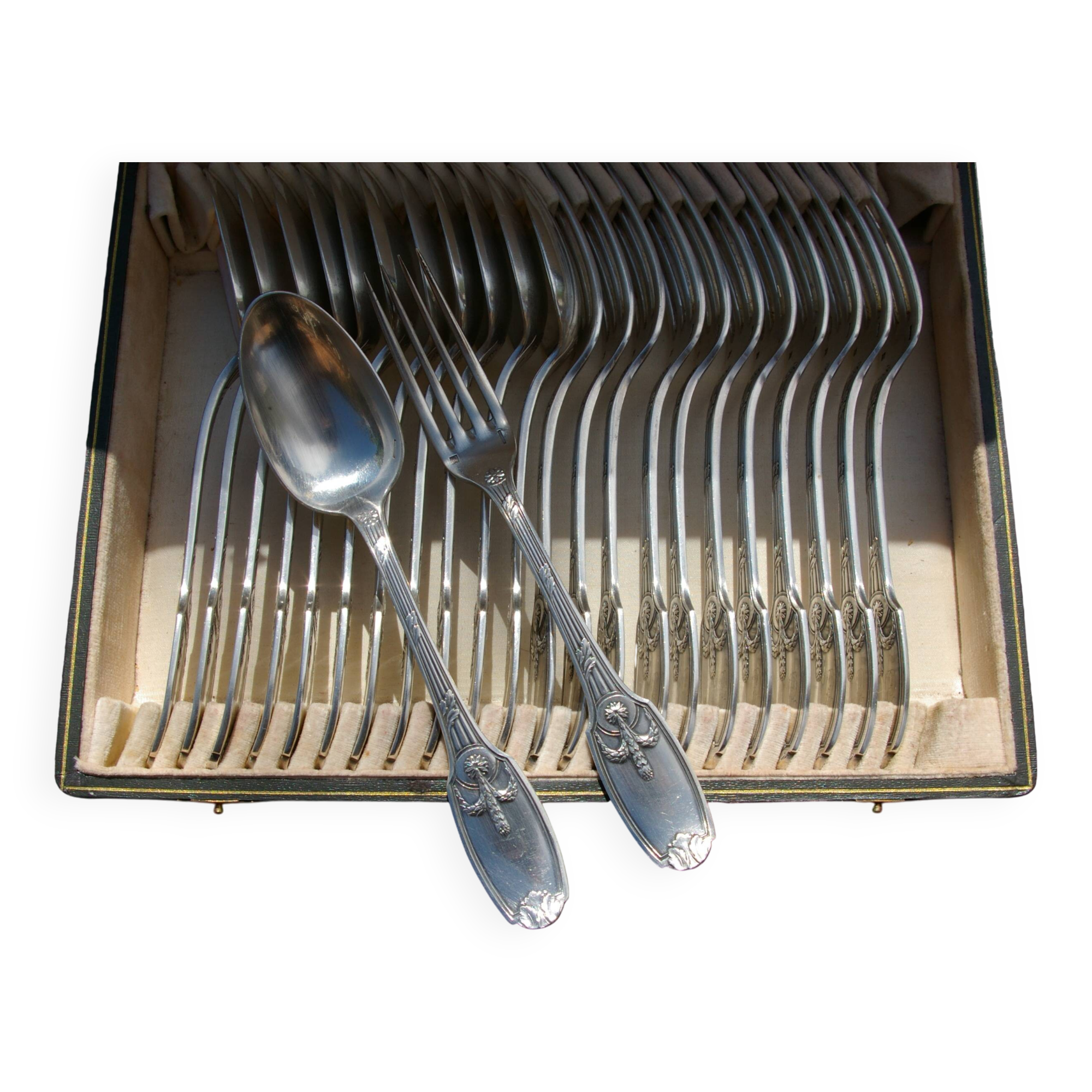 12 Dessert Cutlery Sets (forks + spoons) CHRISTOFLE MARIE-ANTOINETTE
