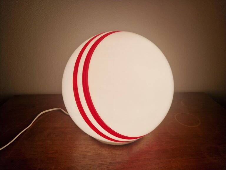 Very Rare Midcentury Table Ball Glass Lamp, 1970s