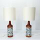 Pair of Scandinavian teak and mosaic table lamps, Denmark 1960s