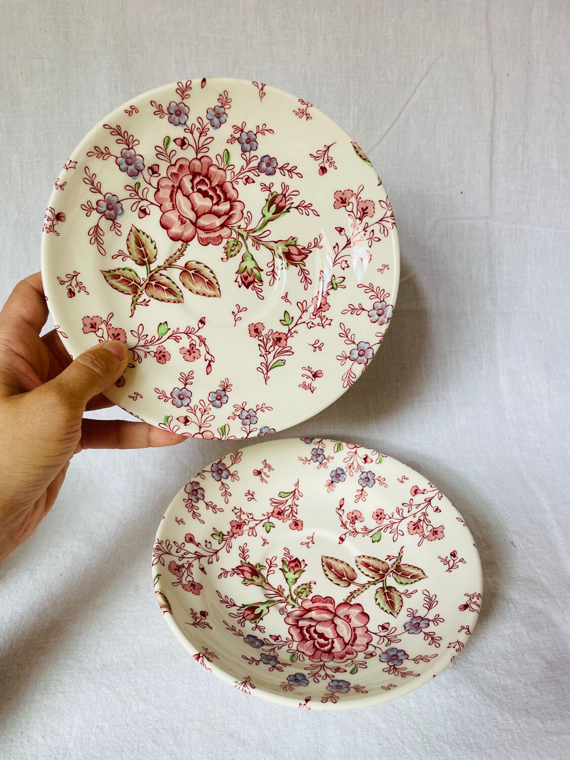 English chintz pink and caffé tea set johnson brothers