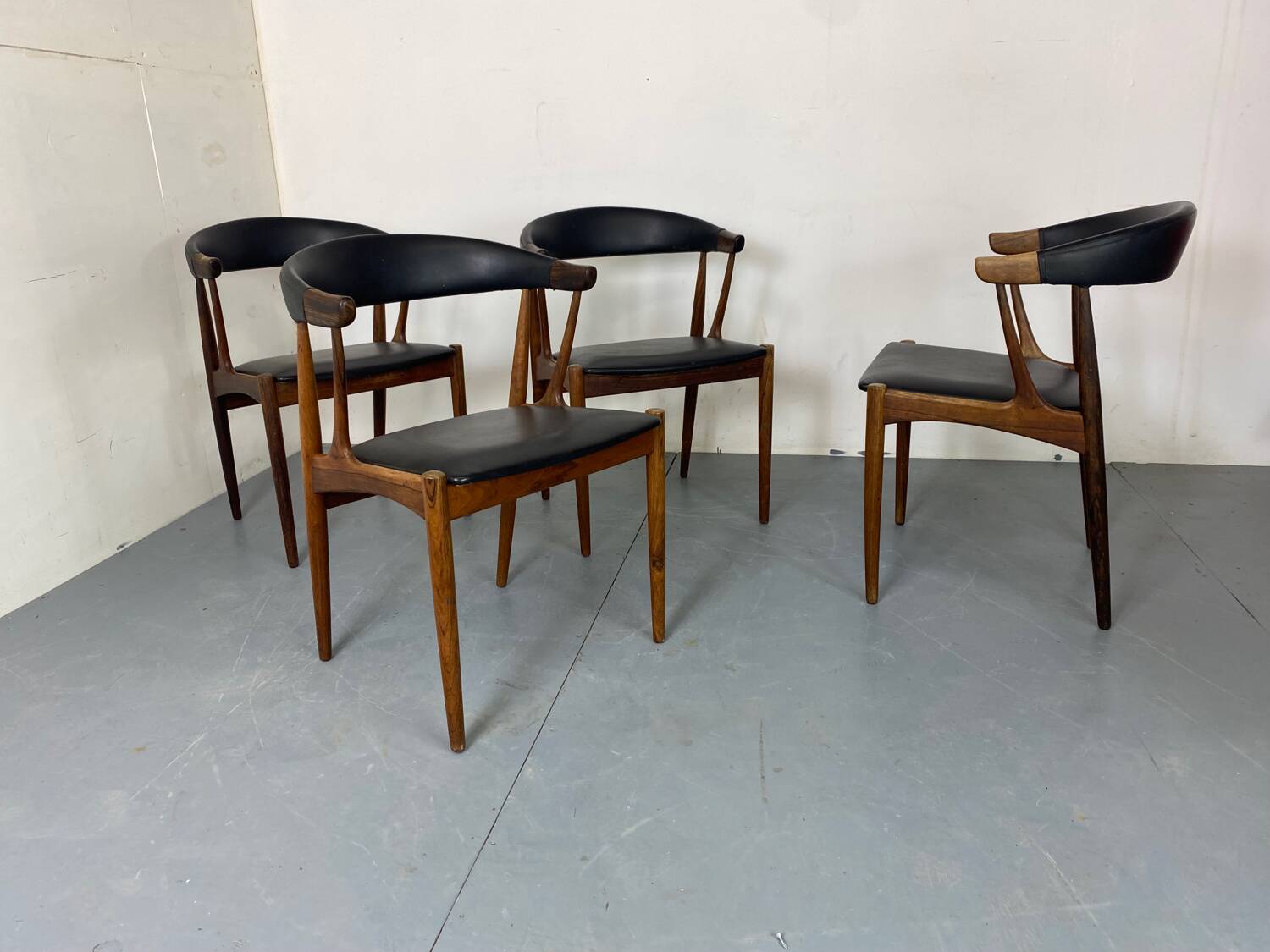 Chaises vintage en palissandre et skaï par Johannes Andersen pour Broderna Andersen, années 1960, lot de 4