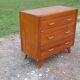 Commode vintage des années 50 en pin, pieds compas, 3 tiroirs
