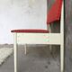 Coffre banquette vintage bois laqué blanc et tissus - 1970