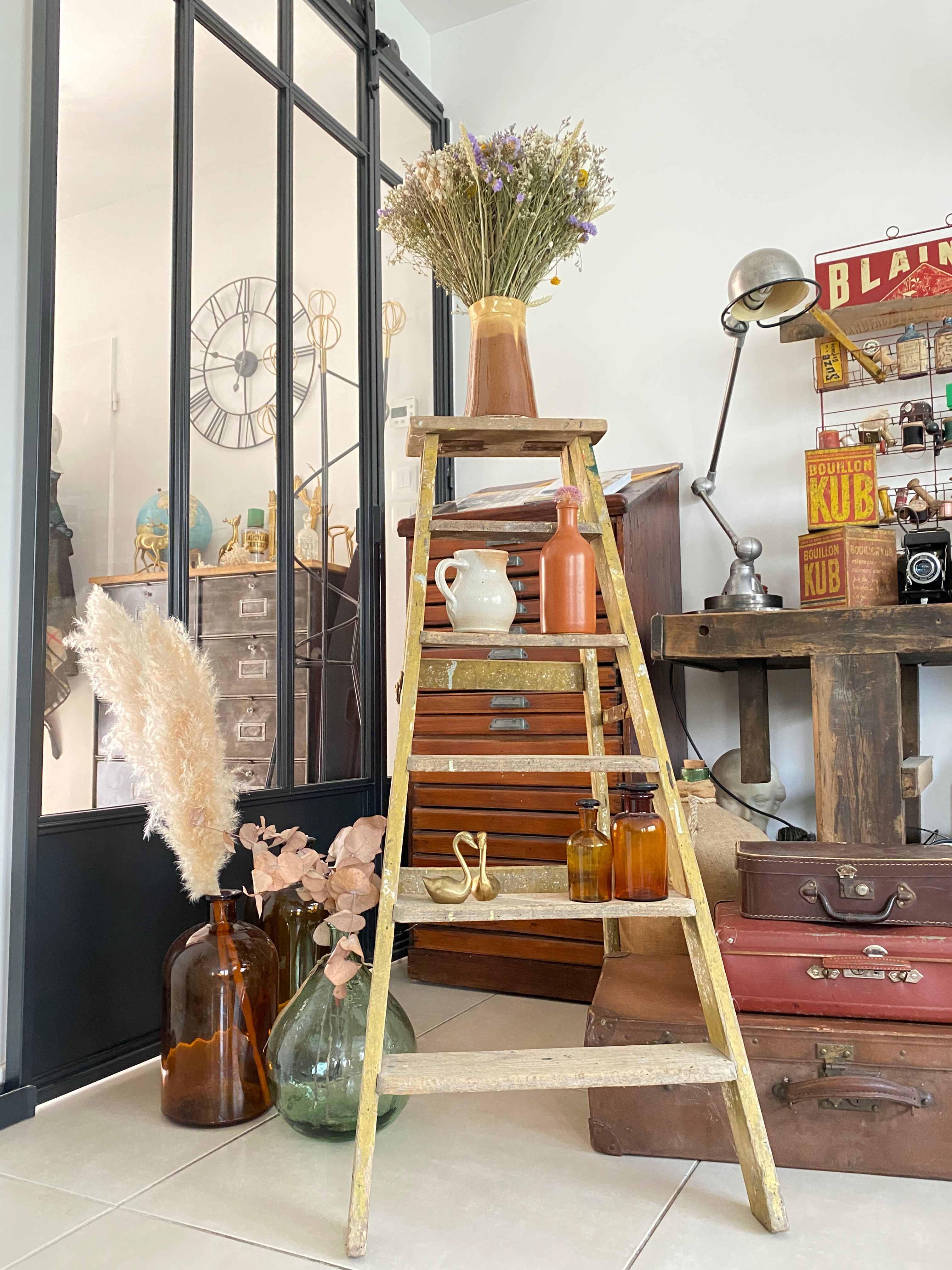 Old wooden painter's stepladder