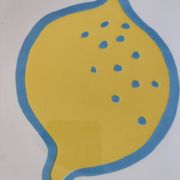 4 vintage Italian lemon and orange pop pattern plates