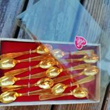 Lot of 12 golden mocha spoons