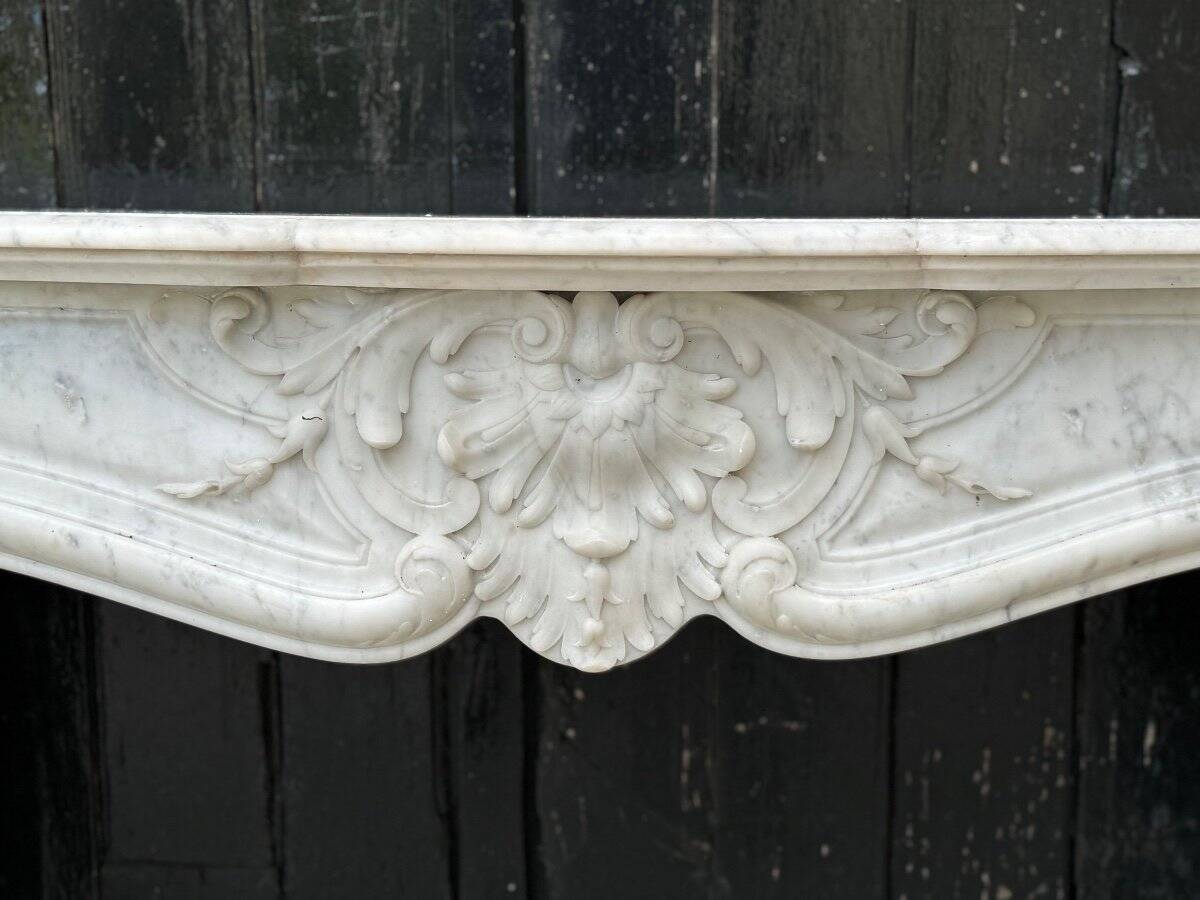 Louis XV Style Fireplace In Carrara Marble Circa 1880