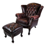 Chesterfield armchair with footstool from 1920s