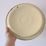 Enamelled metal marmite, pale yellow, vintage