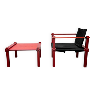 Mid-Century German Farmer Series chairs and table by Gerd Lange for Bofinger, 1960s, set of 5.