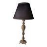 Lampe bronze de style rocaille de luxe  et abat jour plissé  avec gallon 49x25
