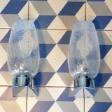 Pair of Keuco wall lights in bubbled glass