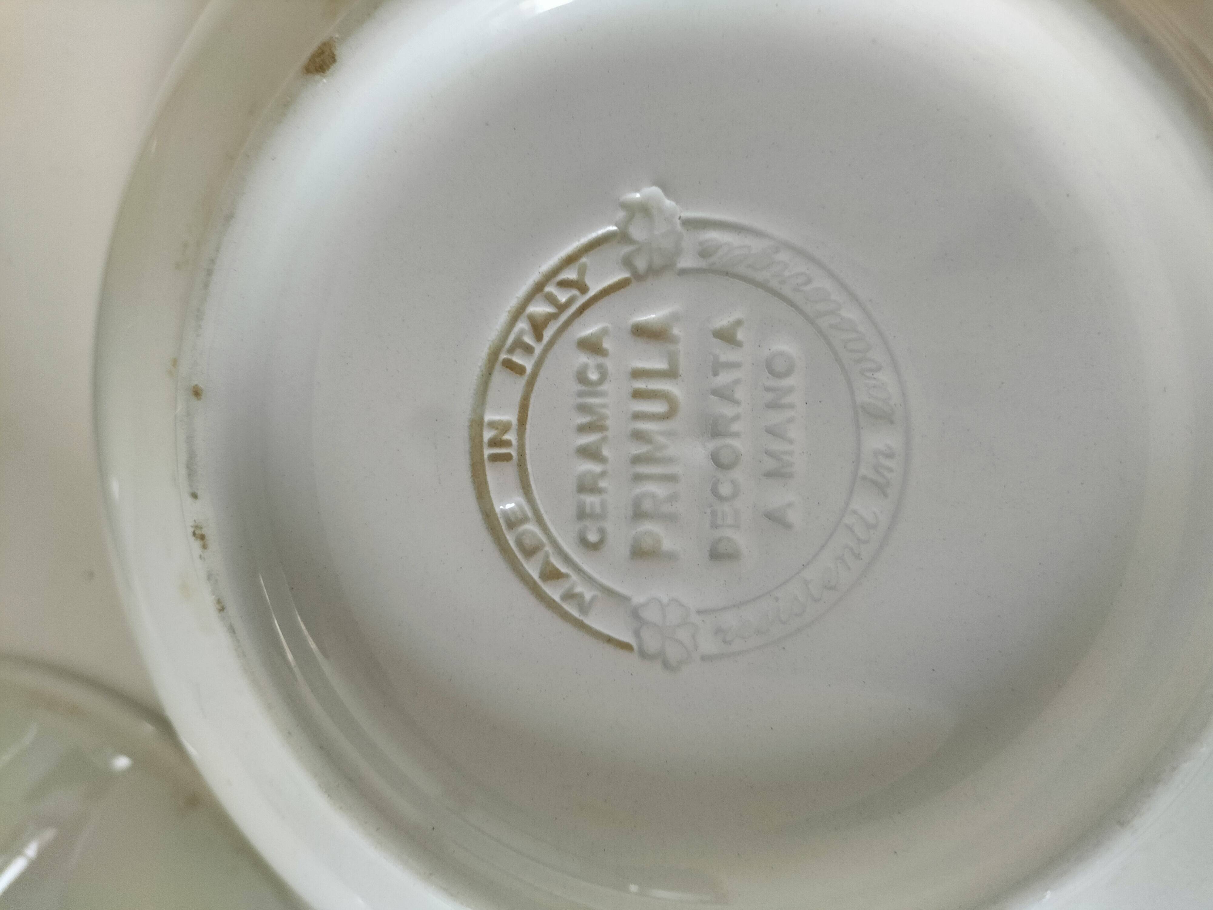 Trio of Italian 1970s deep plates, ochre brown floral decoration