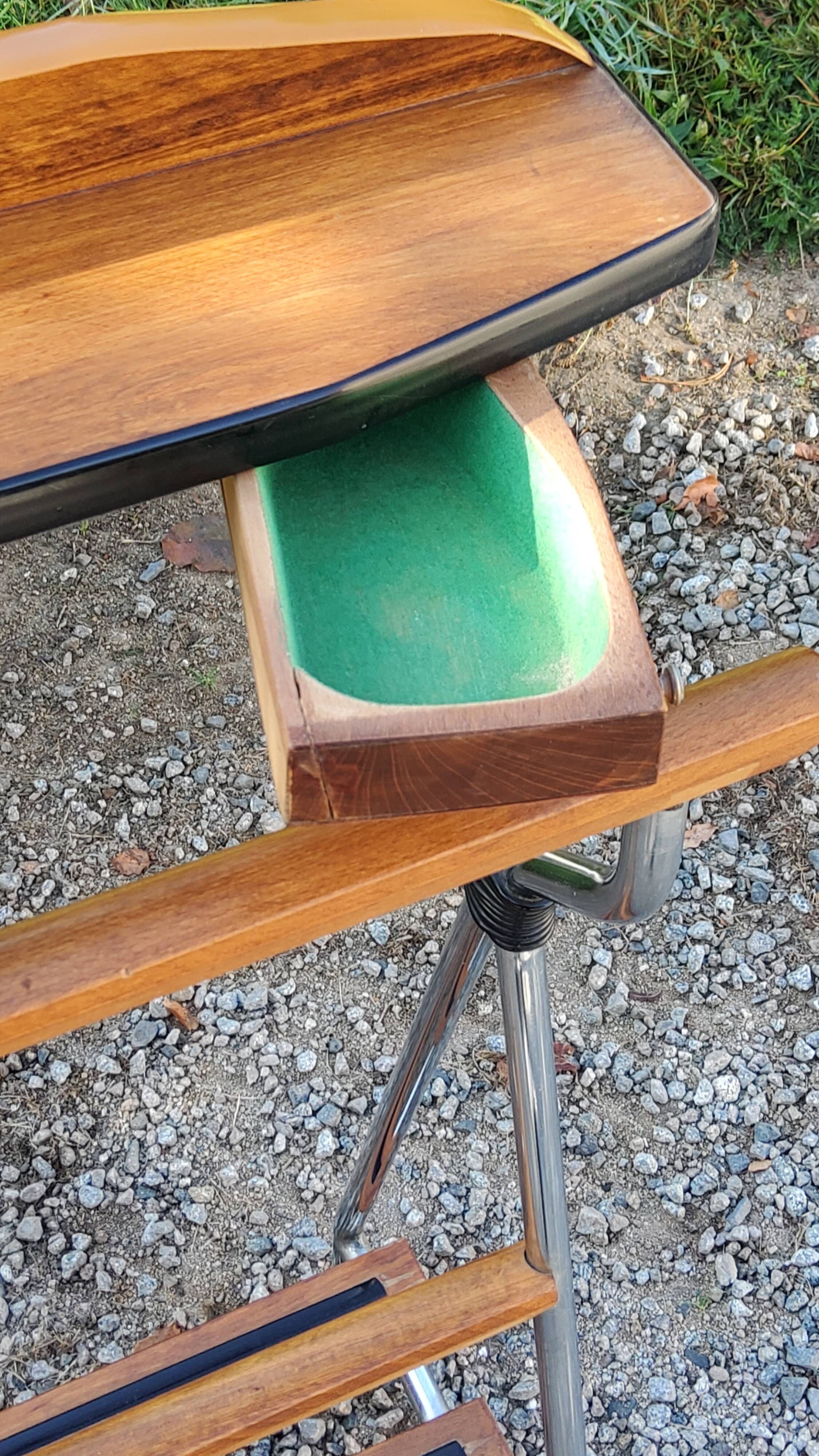 Vintage valet in wood, chrome metal and vinyl from the 60s