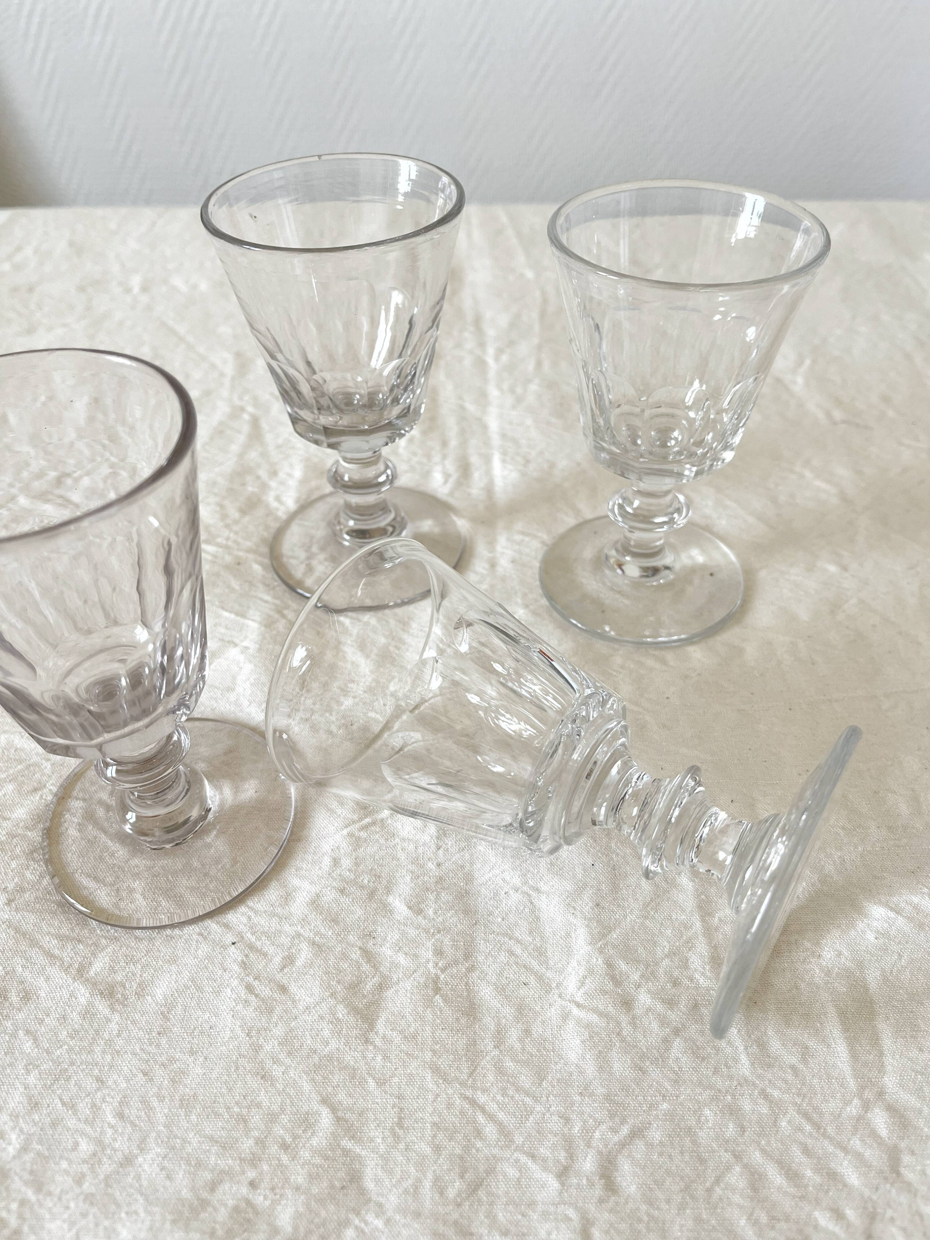 4 old crystal wine glasses Cato Saint Louis 19th century