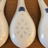 4 rice bowls "grains of rice" and 6 porcelain spoons