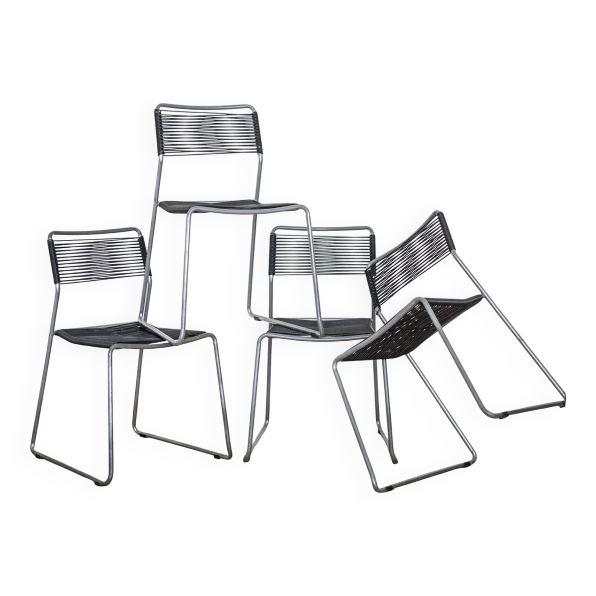 Ensemble de 4 chaises en scoubidou noir