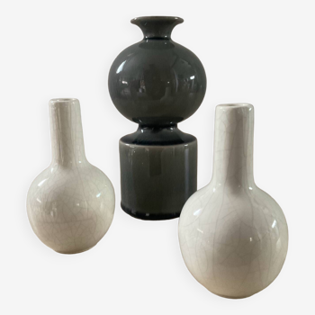 Trio de vases en céramique émaillée