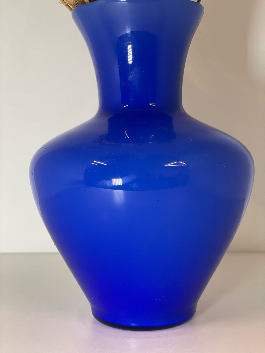 Electric blue opaline vase