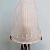 Art deco lamp in wrought iron and pressed-molded glass 1920s 1930s