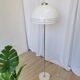 Vintage 1970s Mushroom Floor Lamp: Chrome & White Plastic, Retro Lighting
