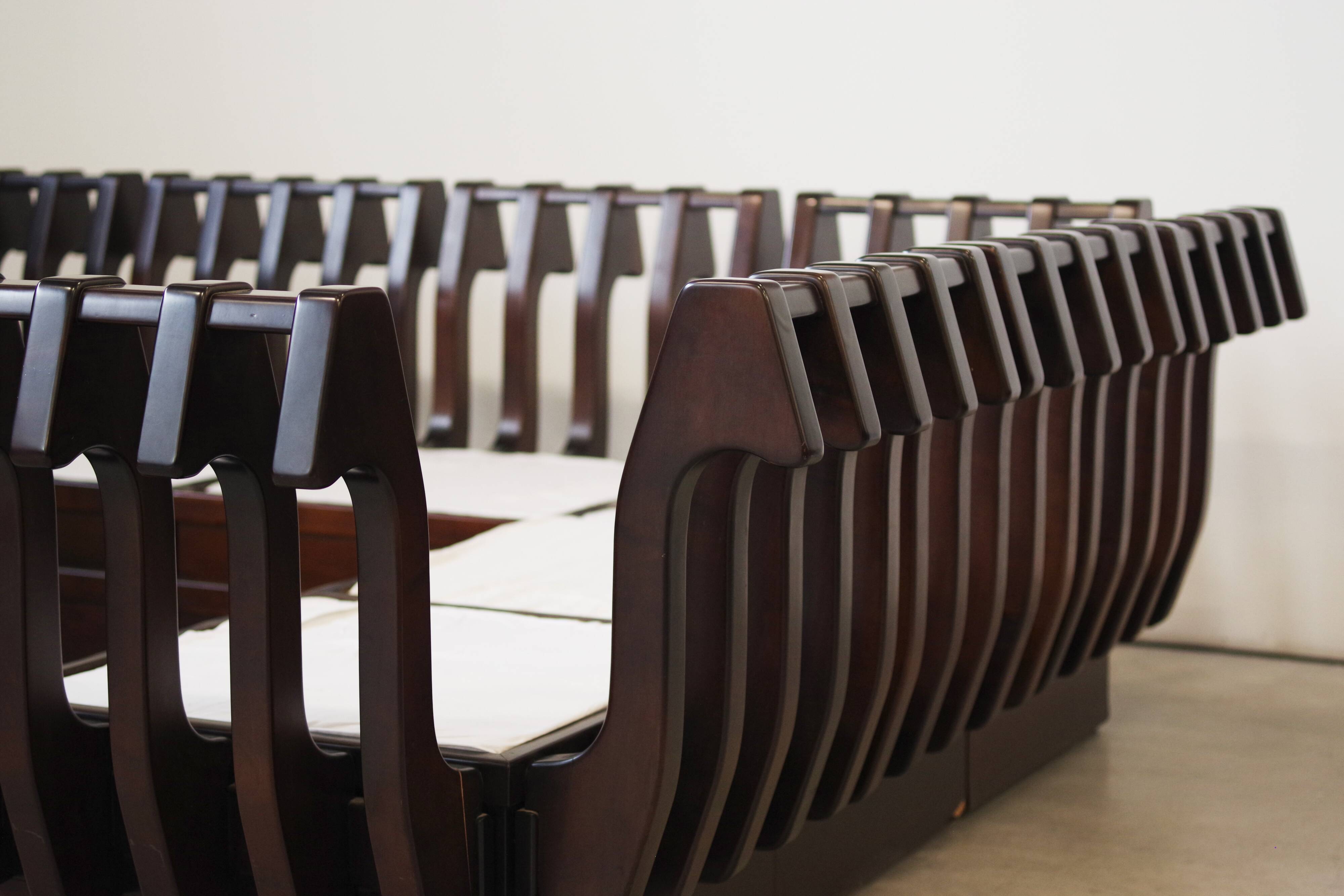 1970s Modular Beechwood Sofa by Frigerio – Original Fabric Upholstery, Set of 6