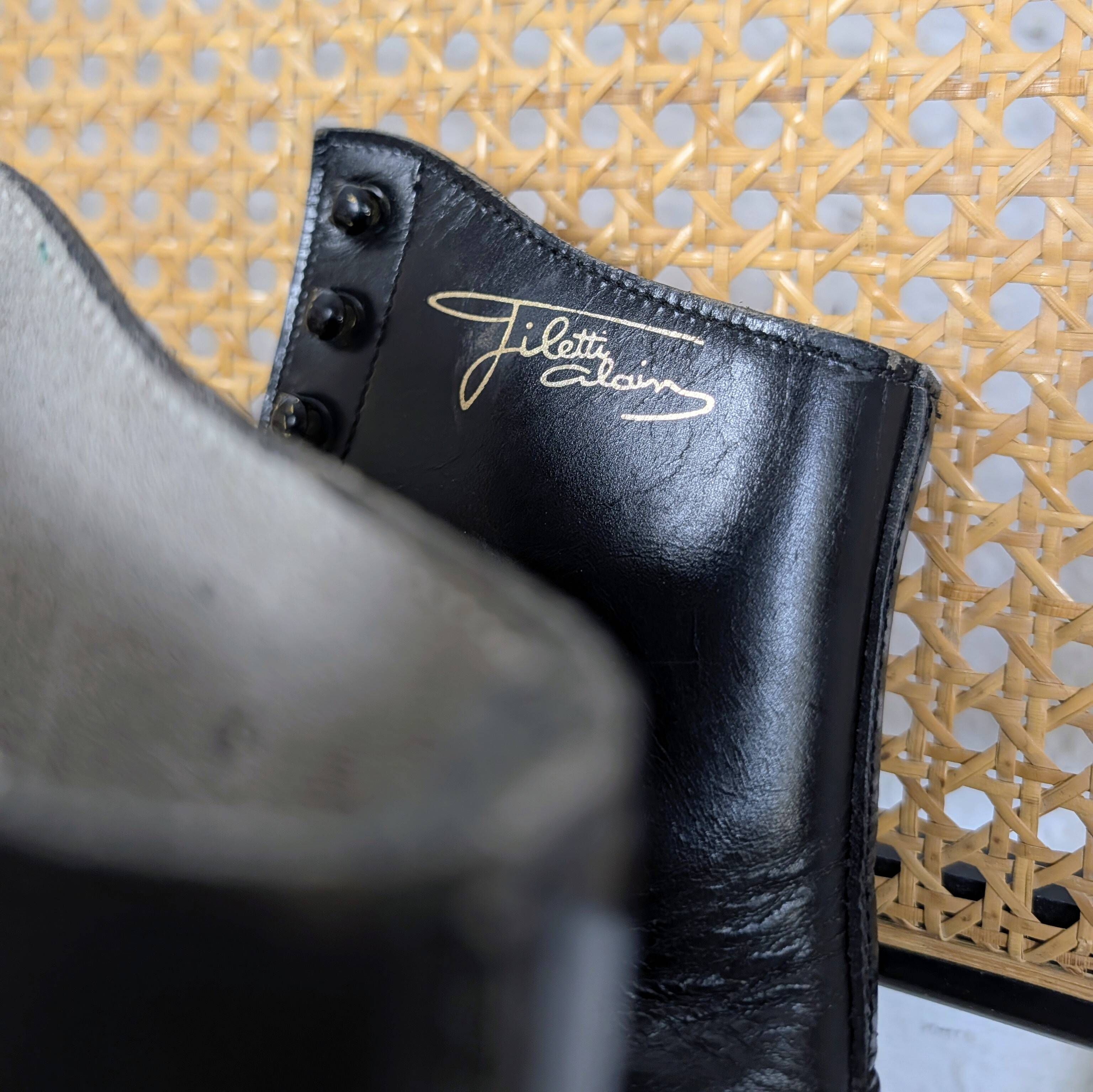 Vintage ice skates Alain Giletti in black leather