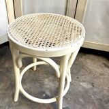 Stool in white curved beech and cane