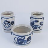 Stoneware Jars with Cobalt Blue Floral Motif from Westerwald, Germany, Set of 3