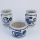 Vases en grès avec motif floral bleu cobalt de Westerwald, Allemagne, ensemble de 3