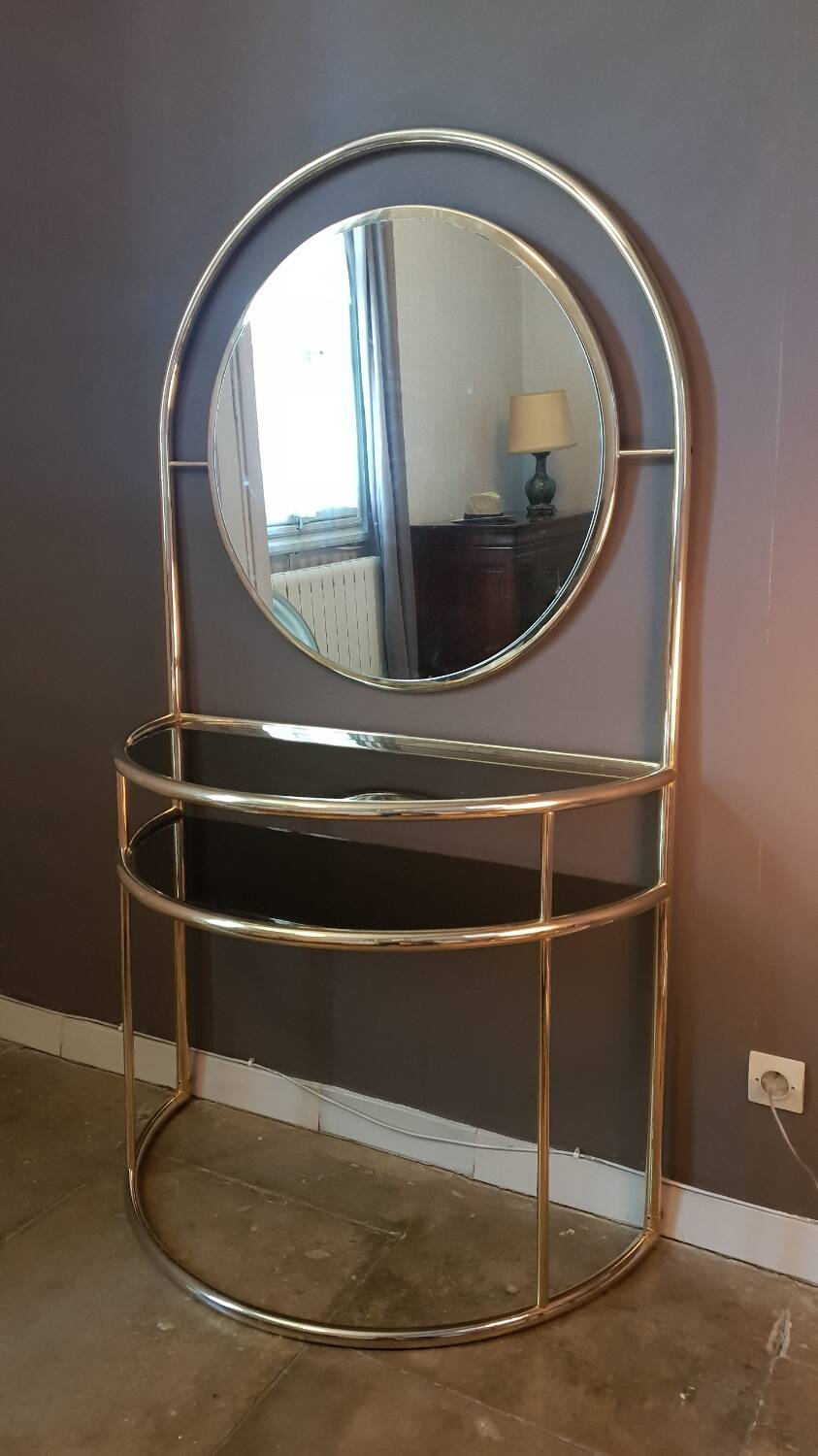 Gilded metal dressing table, Italy, 1980s
