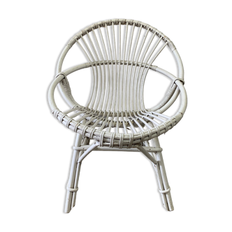 Fauteuil en rotin blanc