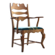 Vintage Brutalist Oak Razorblade Green Striped Armchair by H Kjærnulf, 1960