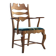 Vintage Brutalist Oak Razorblade Green Striped Armchair by H Kjærnulf, 1960