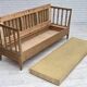 1970s, Swedish drop arm sofa/daybed, furniture fabric, oak wood.