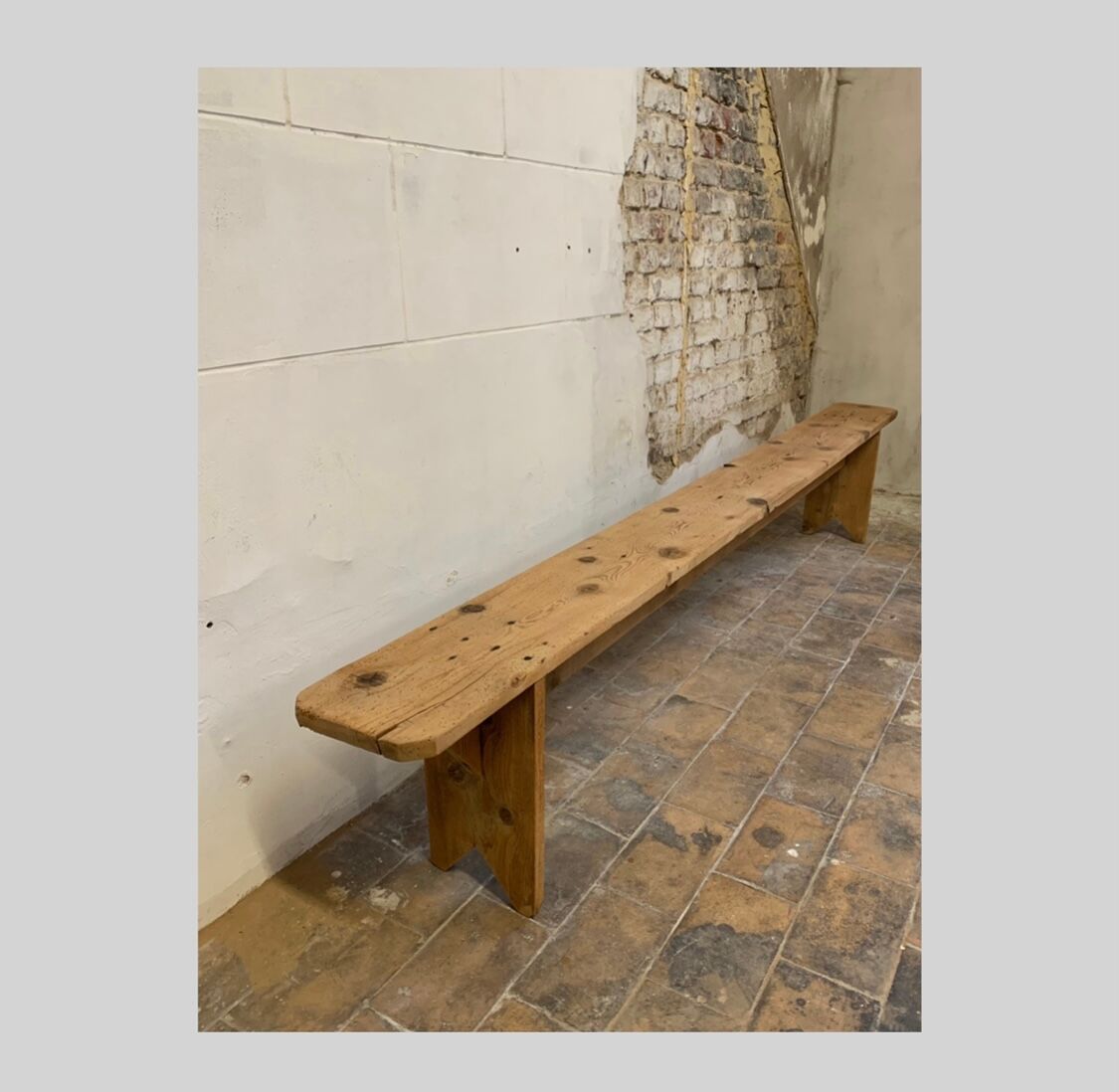 Old solid wood farmhouse bench
