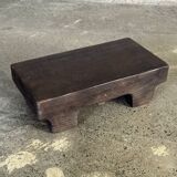 Small stool, black solid teak accent stool wabi-sabi L30 W8.5 H6.