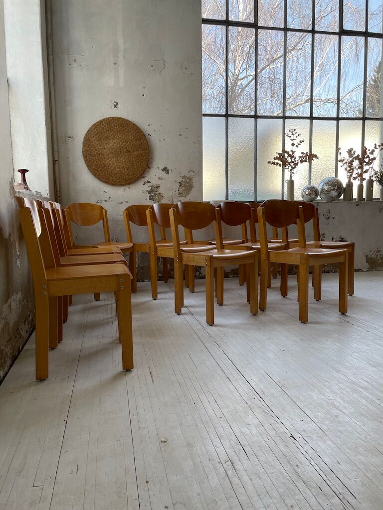12 80s beech chairs