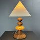 Midcentury wood turned adjustable table lamp with glass sphere, 1970s