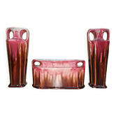 Pair of vases + art nouveau planter orchies slip fireplace trim