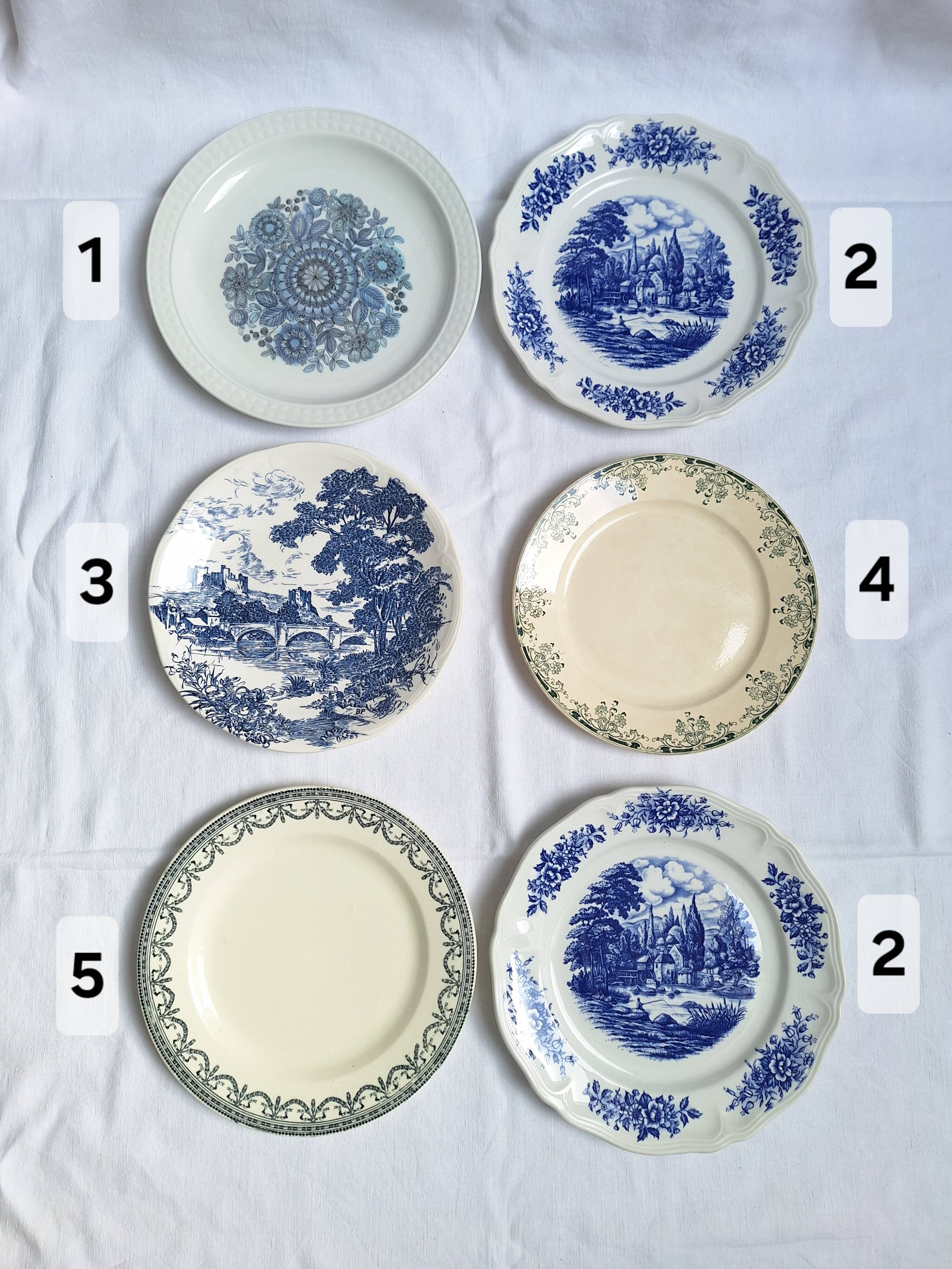 Vintage blue green dinner plates