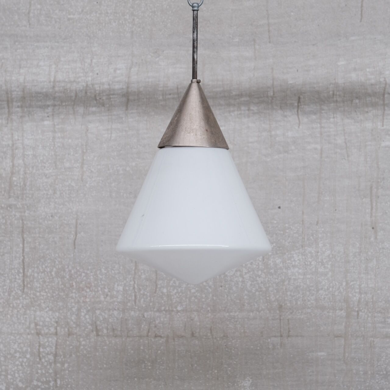 Opaline Mid-Century French Conical Pendant Light