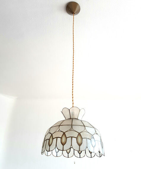 Suspension in art deco mother-of-pearl with drops