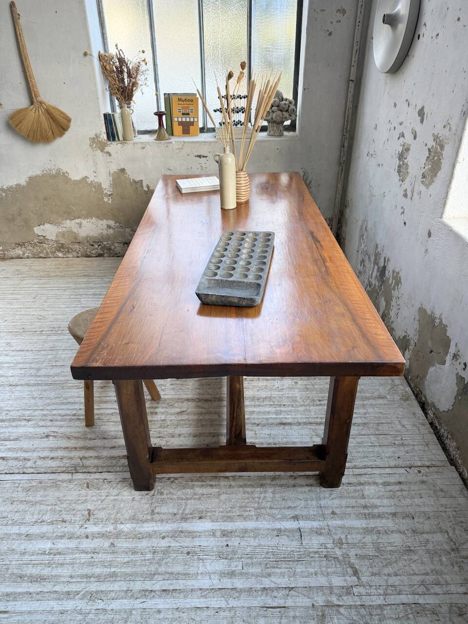 Rustic farmhouse table, solid oak, 2m