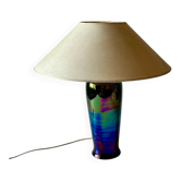 Lampe de table vintage en céramique irisée lavande, années 1980.