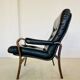 Vintage mid-century Scandinavian black leather lounge chair 1970s