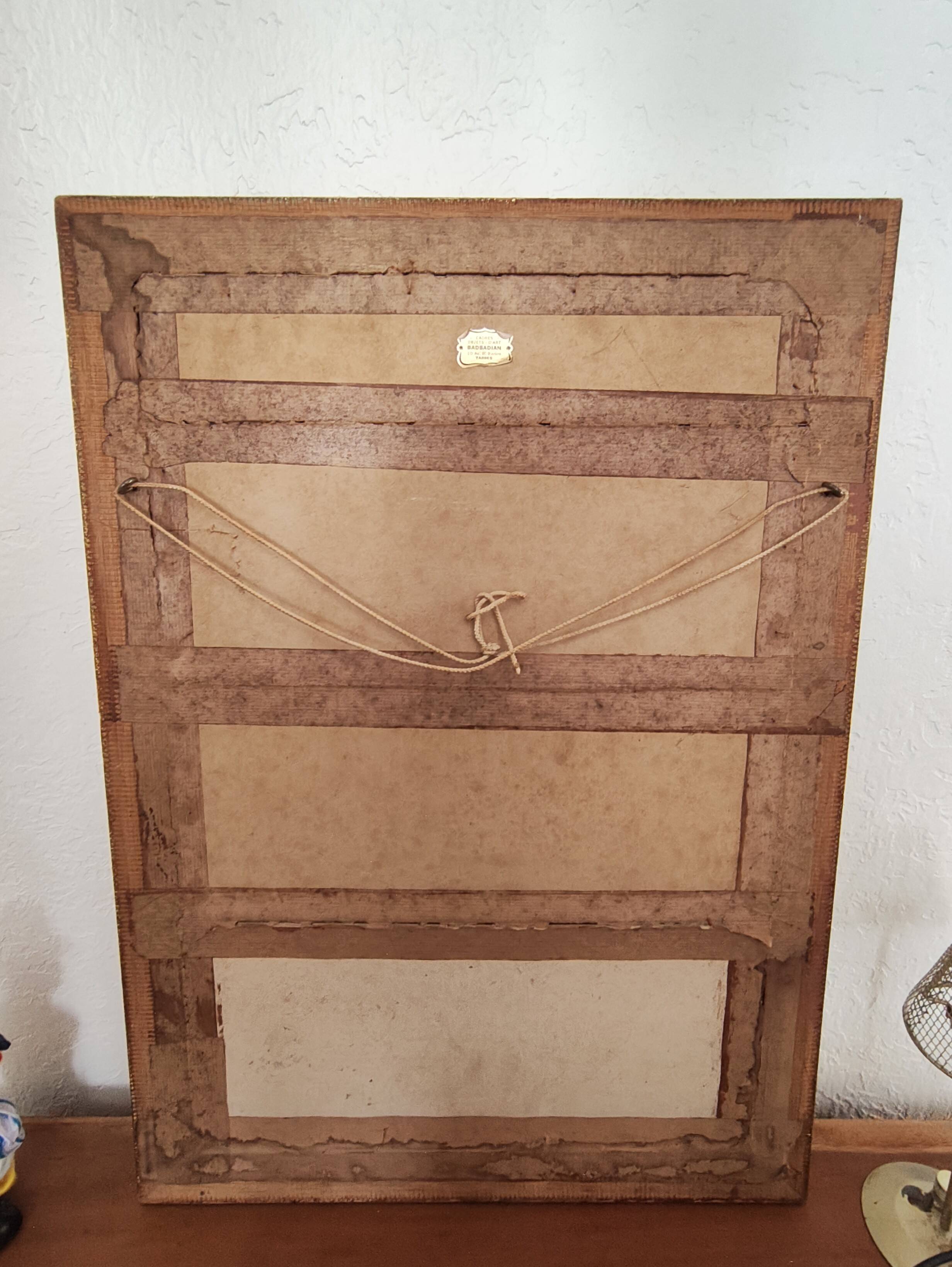 Antique gilded wooden rectangular mirror