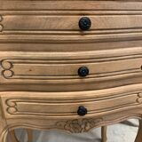 Pair of Louis XV style bedside tables with raw wood appearance