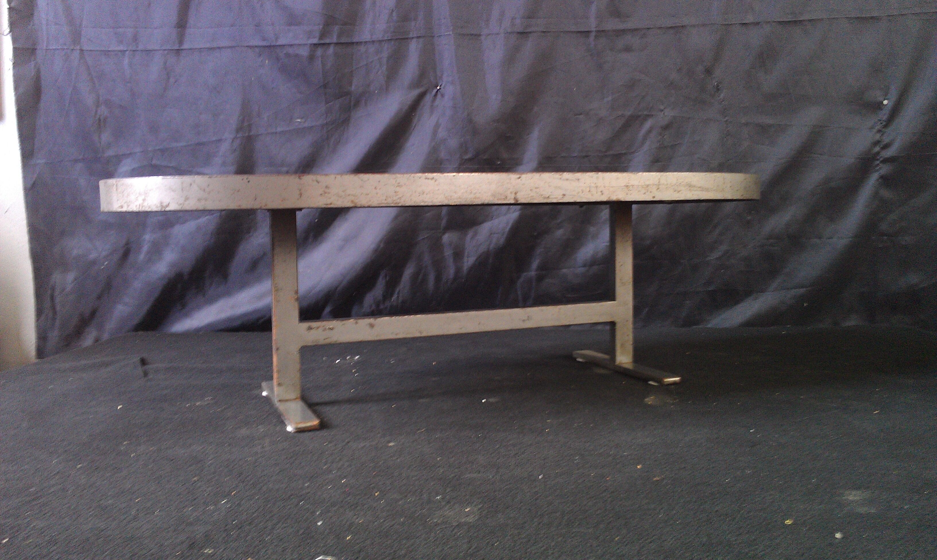 1960s industrial ceramic and steel coffee table !!!